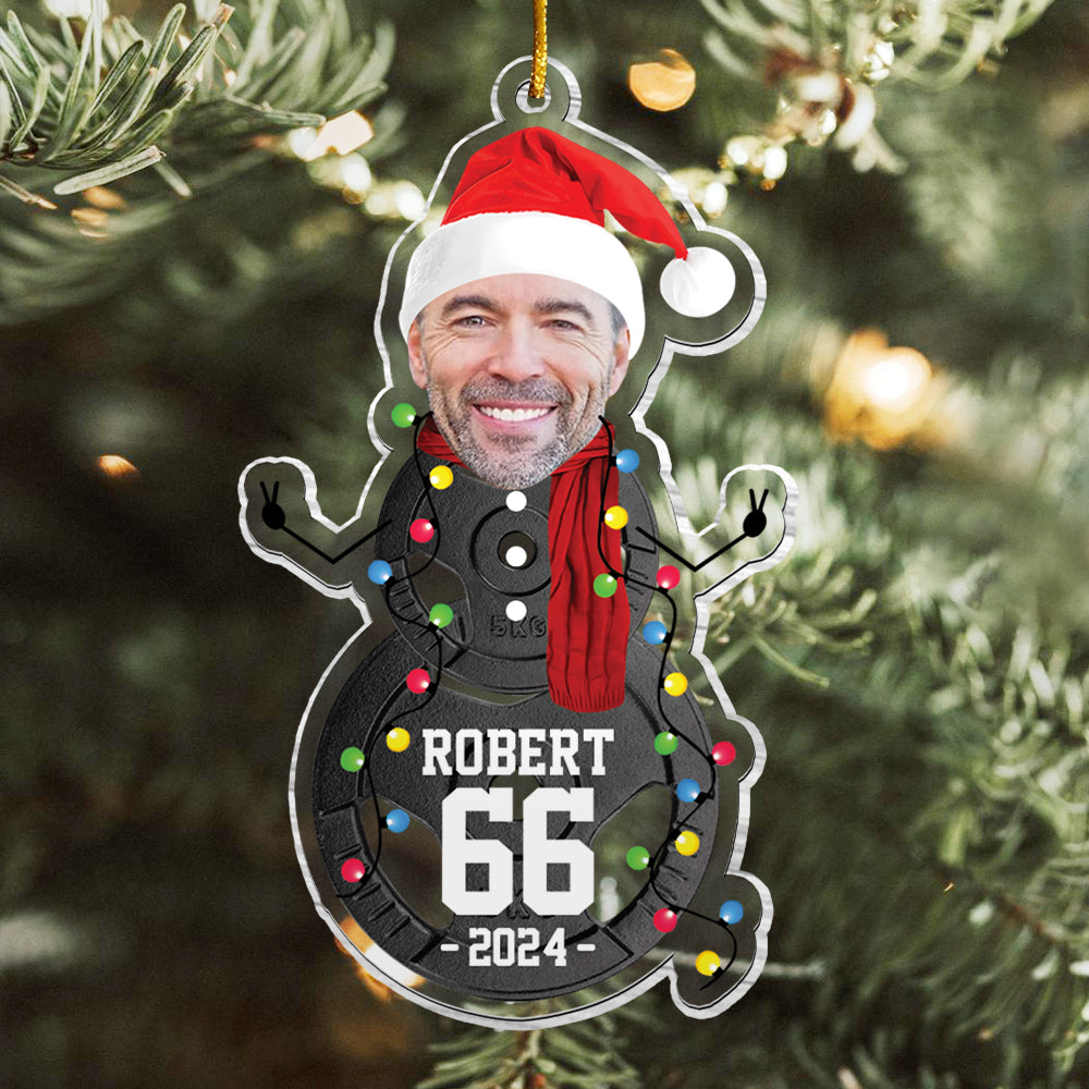Custom Photo Lifting Snowman Ornament - Gifts For Players, Team, Boys - Personalized Acrylic Ornament Tu20