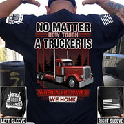 No Matter How Tough A Trucker Is When A Kid Waves We Honk - Custom Upload Truck Photo Shirts Nh00