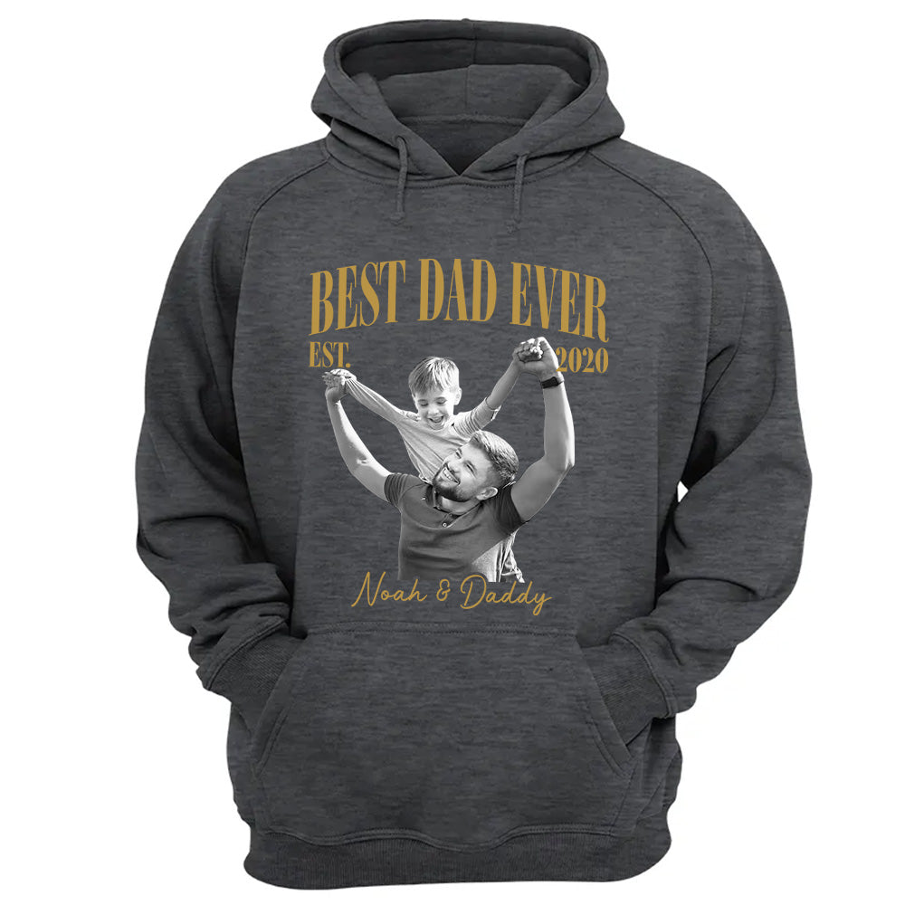 Best Dad Ever Vintage Photo Shirt, Personalized Dad Picture Shirt With Kids Photo, Father's Day Shirt, New Dad Gift MI209 VH01