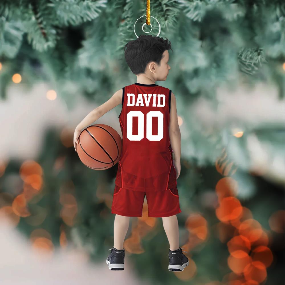 Personalized Basketball Boy Christmas Ornament, Custom Basketball Players Acrylic Ornament, Team Basketball, Kids Basketball Gift Nh00