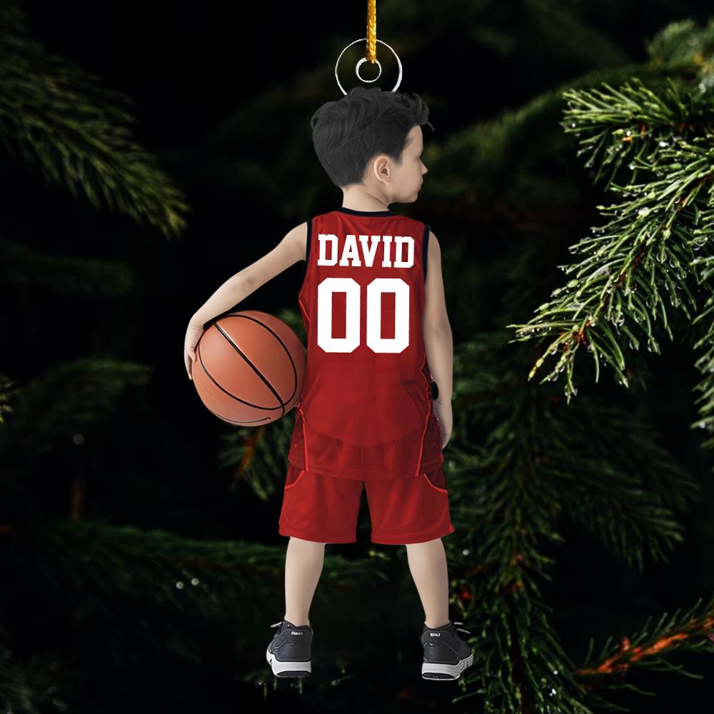 Personalized Basketball Boy Christmas Ornament, Custom Basketball Players Acrylic Ornament, Team Basketball, Kids Basketball Gift Nh00