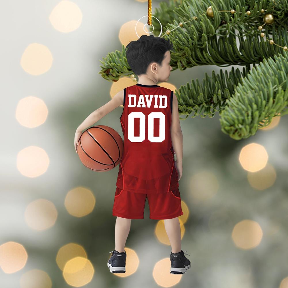 Personalized Basketball Boy Christmas Ornament, Custom Basketball Players Acrylic Ornament, Team Basketball, Kids Basketball Gift Nh00