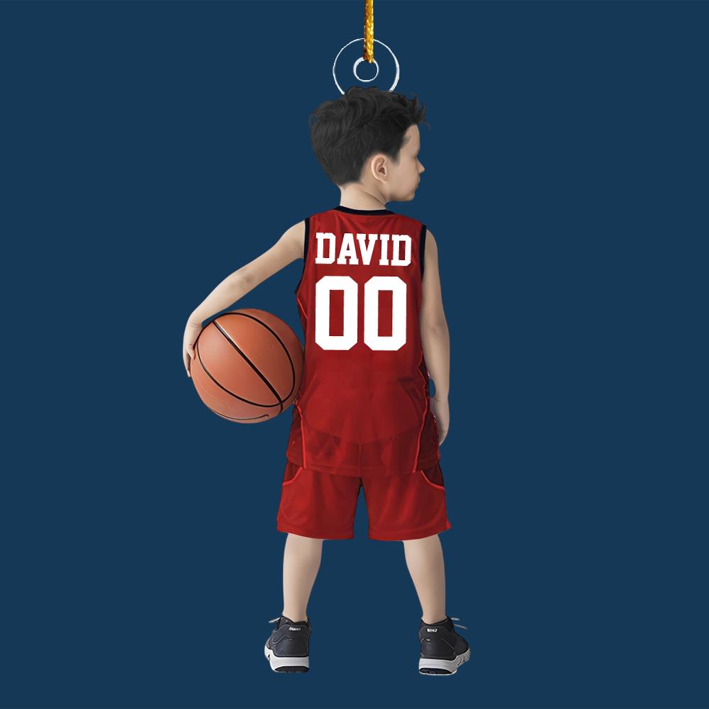 Personalized Basketball Boy Christmas Ornament, Custom Basketball Players Acrylic Ornament, Team Basketball, Kids Basketball Gift Nh00
