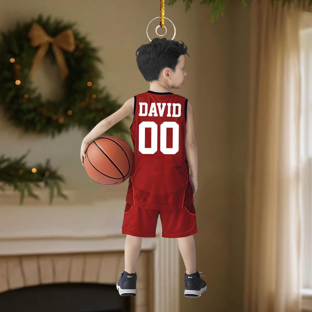 Personalized Basketball Boy Christmas Ornament, Custom Basketball Players Acrylic Ornament, Team Basketball, Kids Basketball Gift Nh00