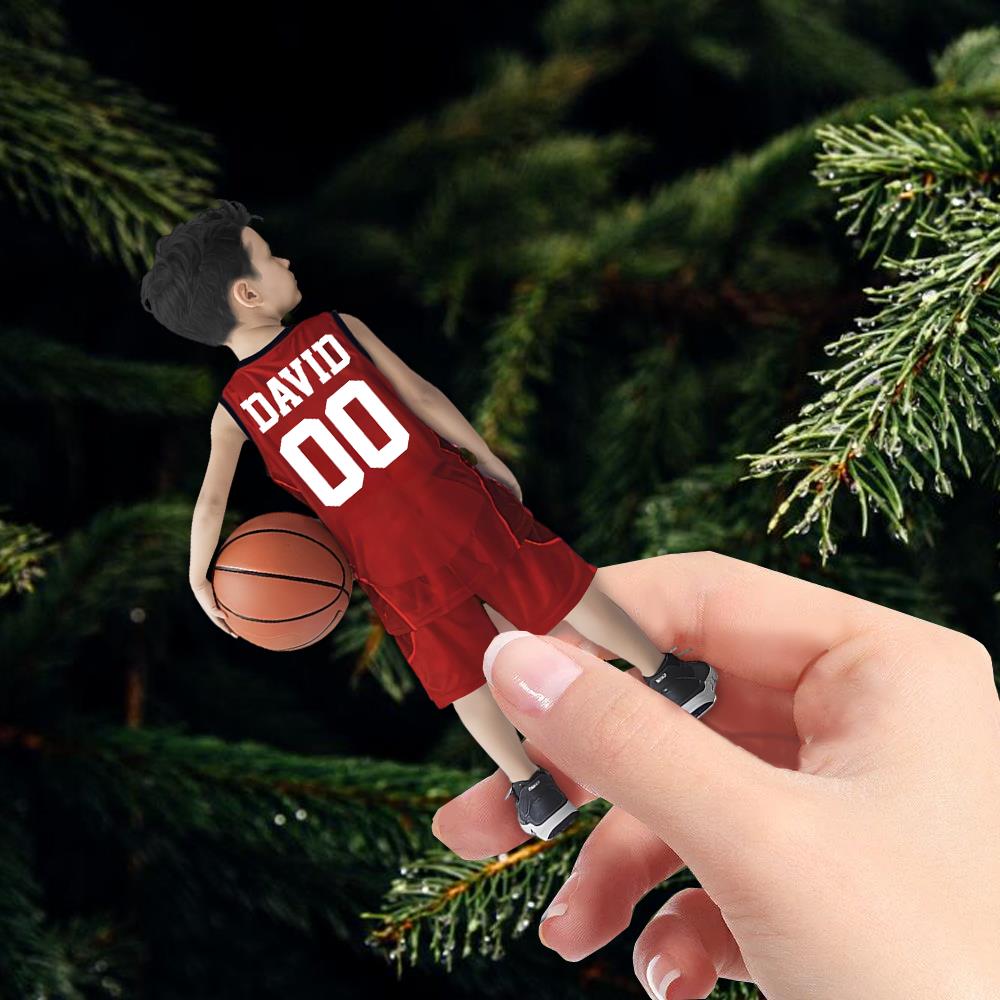 Personalized Basketball Boy Christmas Ornament, Custom Basketball Players Acrylic Ornament, Team Basketball, Kids Basketball Gift Nh00