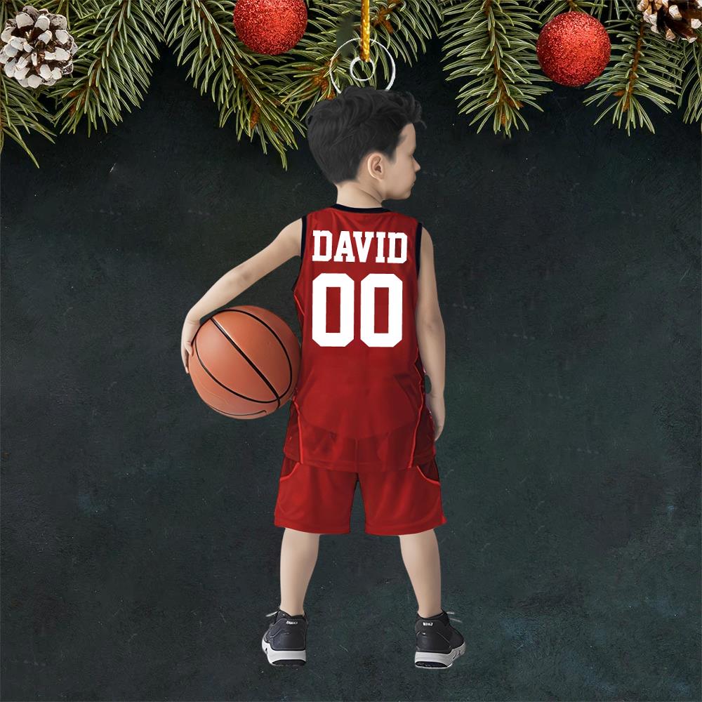 Personalized Basketball Boy Christmas Ornament, Custom Basketball Players Acrylic Ornament, Team Basketball, Kids Basketball Gift Nh00
