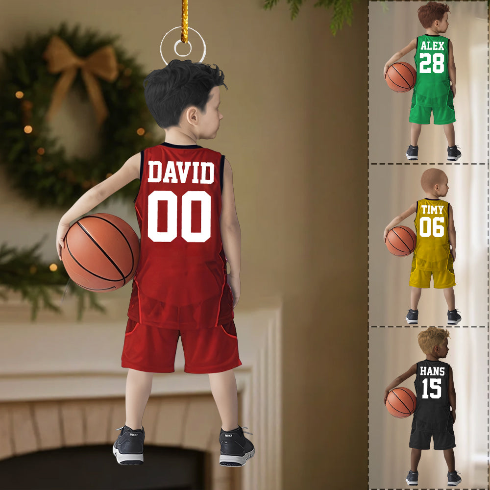 Personalized Basketball Boy Christmas Ornament, Custom Basketball Players Acrylic Ornament, Team Basketball, Kids Basketball Gift Nh00