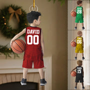 Personalized Basketball Boy Christmas Ornament, Custom Basketball Players Acrylic Ornament, Team Basketball, Kids Basketball Gift Nh00
