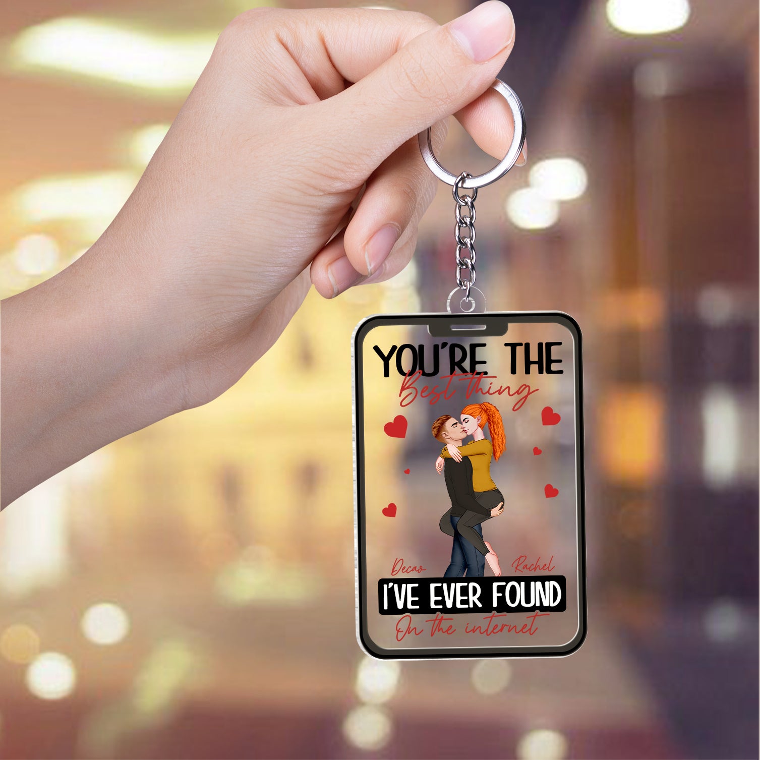 You Are The Best Thing I Found On The Internet - Custom Keychain For Couples NA04 Tu20