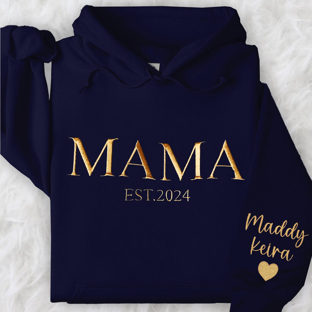 Custom Mama Embroidered Hoodie Sweatshirt With Date Unique Keepsake For Mom Mother's Day Gift Ideas