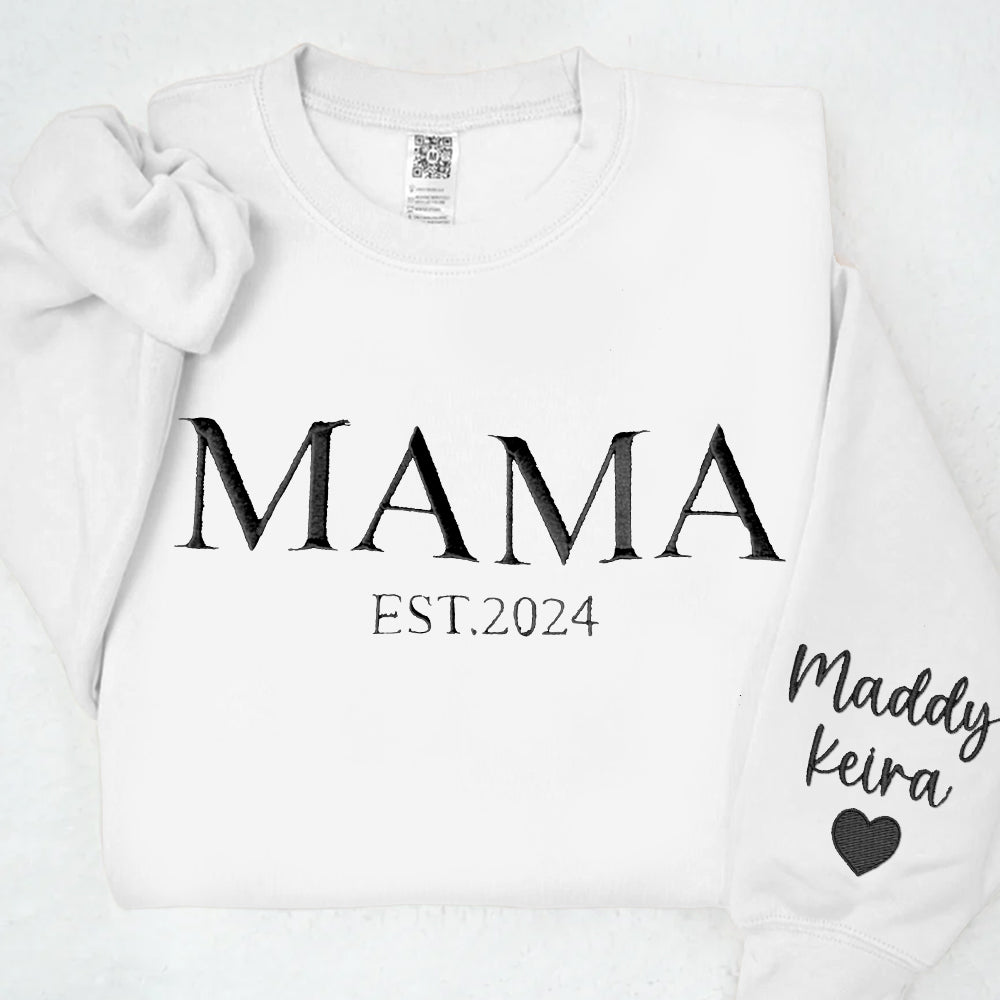 Custom Mama Embroidered Hoodie Sweatshirt With Date Unique Keepsake For Mom Mother's Day Gift Ideas