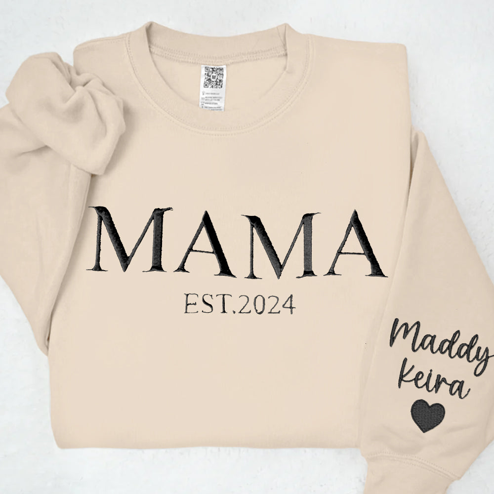 Custom Mama Embroidered Hoodie Sweatshirt With Date Unique Keepsake For Mom Mother's Day Gift Ideas