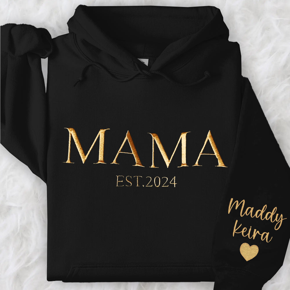Custom Mama Embroidered Hoodie Sweatshirt With Date Unique