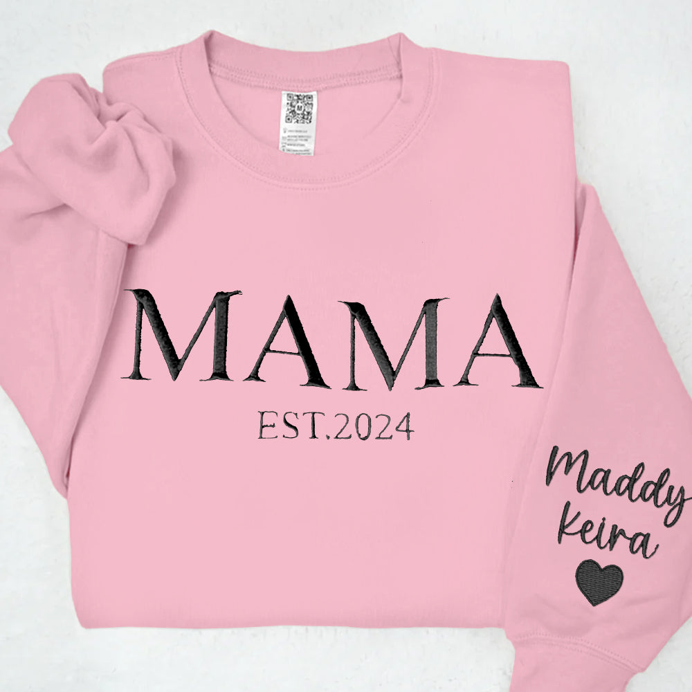 Custom Mama Embroidered Hoodie Sweatshirt With Date Unique Keepsake For Mom Mother's Day Gift Ideas