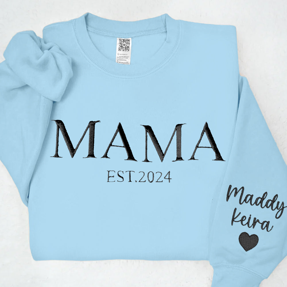 Custom Mama Embroidered Hoodie Sweatshirt With Date Unique Keepsake For Mom Mother's Day Gift Ideas