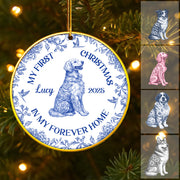 Dog's First Christmas, Toile De Jouy, Personalized Acrylic Ornament T1807
