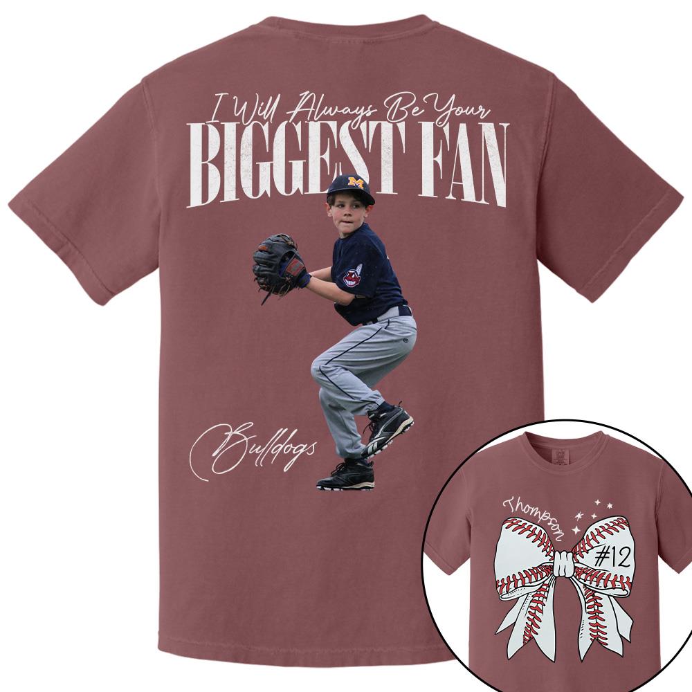 Custom Photo Baseball Shirt, Personalized Baseball Bow with Name and Jersey Number, Gift For Baseball Family, Basball Lovers A2110 Hv01