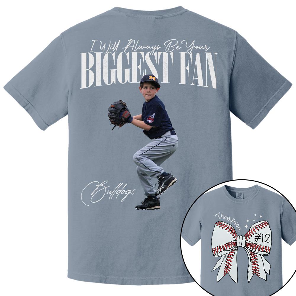 Custom Photo Baseball Shirt, Personalized Baseball Bow with Name and Jersey Number, Gift For Baseball Family, Basball Lovers A2110 Hv01