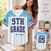 Personalized Teacher Baseball Jersey, Custom Name Number Jersey, First Grade Teacher Shirt, Back To School Gift, Teacher Team Game Day Tee Hv01