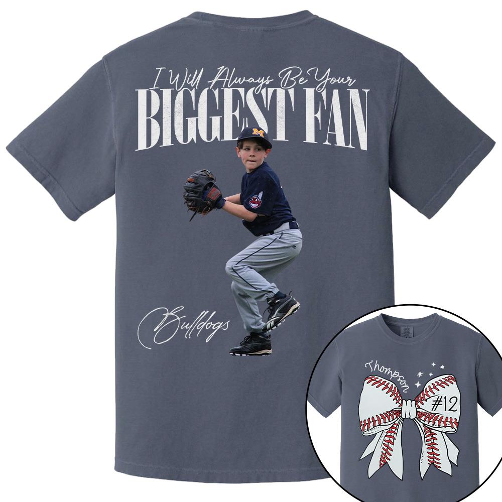 Custom Photo Baseball Shirt, Personalized Baseball Bow with Name and Jersey Number, Gift For Baseball Family, Basball Lovers A2110 Hv01
