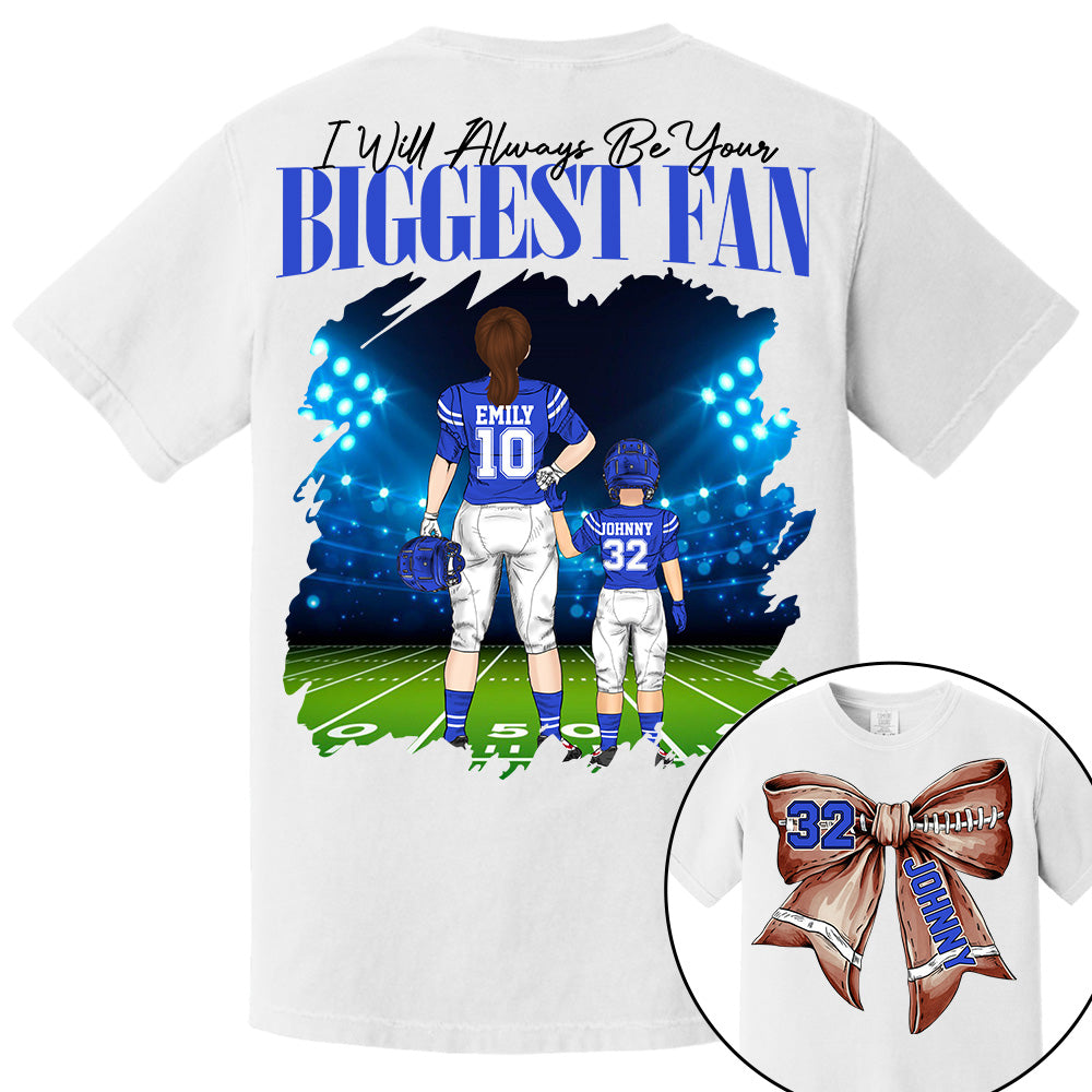 I'll Be Your Biggest Fan, Personalized Football Bow Shirt, Gift For Football Mom, Dad, Family,... A2110 Li29