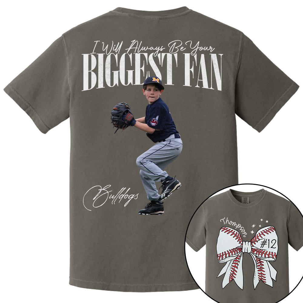 Custom Photo Baseball Shirt, Personalized Baseball Bow with Name and Jersey Number, Gift For Baseball Family, Basball Lovers A2110 Hv01