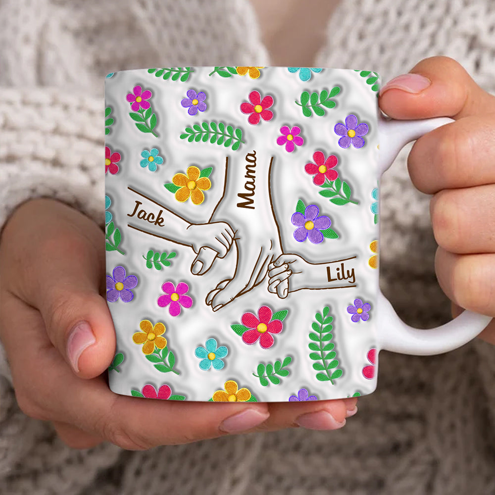 Mother's Day - Personalized Holding Mama‘s Hand 3D Inflated Effect Mug