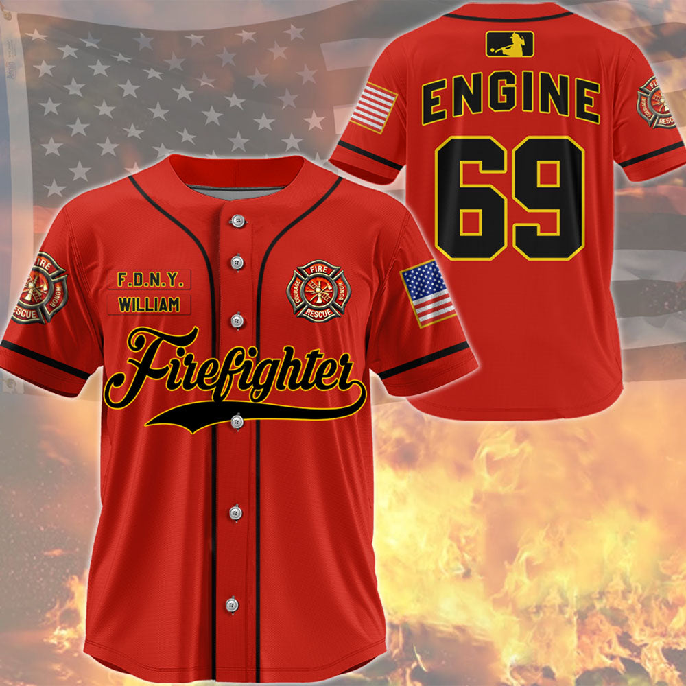 Firefighter Baseball Jersey Custom Dept Name Number Perosnalized Gift  K1702 Trhn