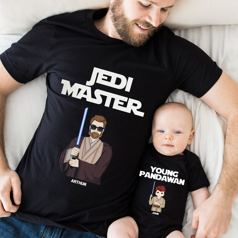 Jedi Master & Young Pandawan Personalized Matching Shirt - Father's Day Gift For New Dad