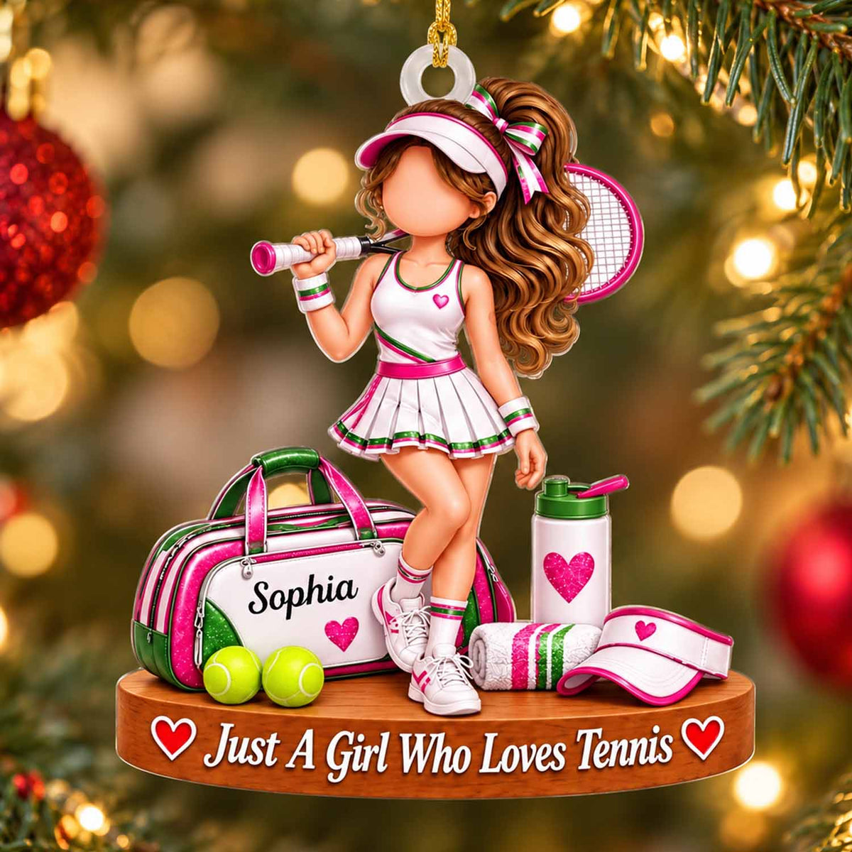 Personalized Ornament For Girls Who Love Tennis, Custom Name Tennis Player Christmas Gift Pt99