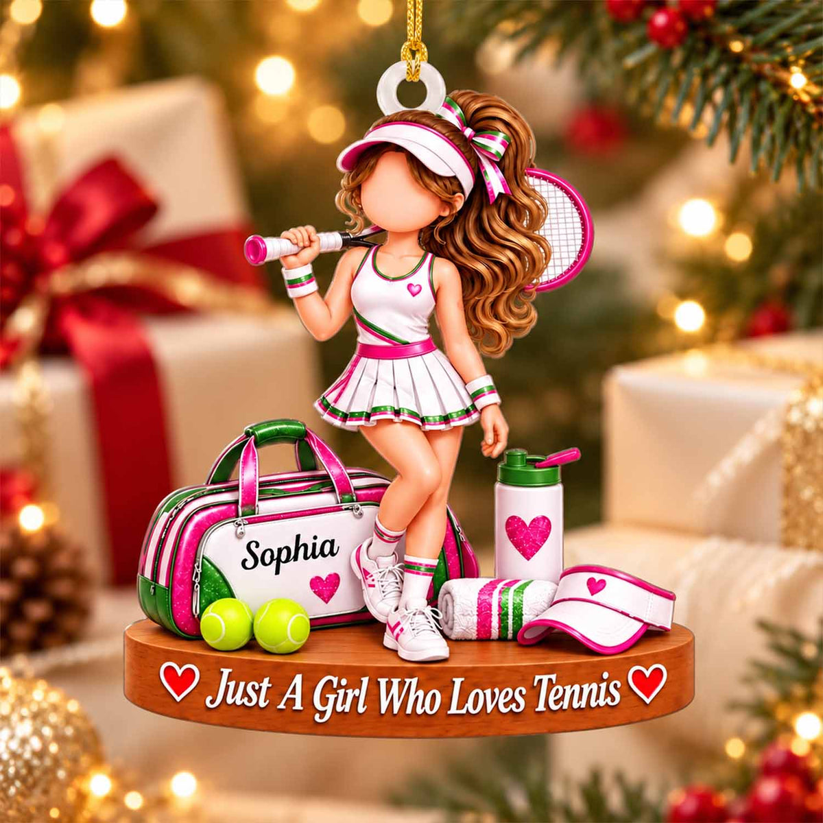Personalized Ornament For Girls Who Love Tennis, Custom Name Tennis Player Christmas Gift Pt99