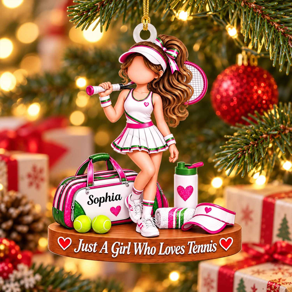 Personalized Ornament For Girls Who Love Tennis, Custom Name Tennis Player Christmas Gift Pt99