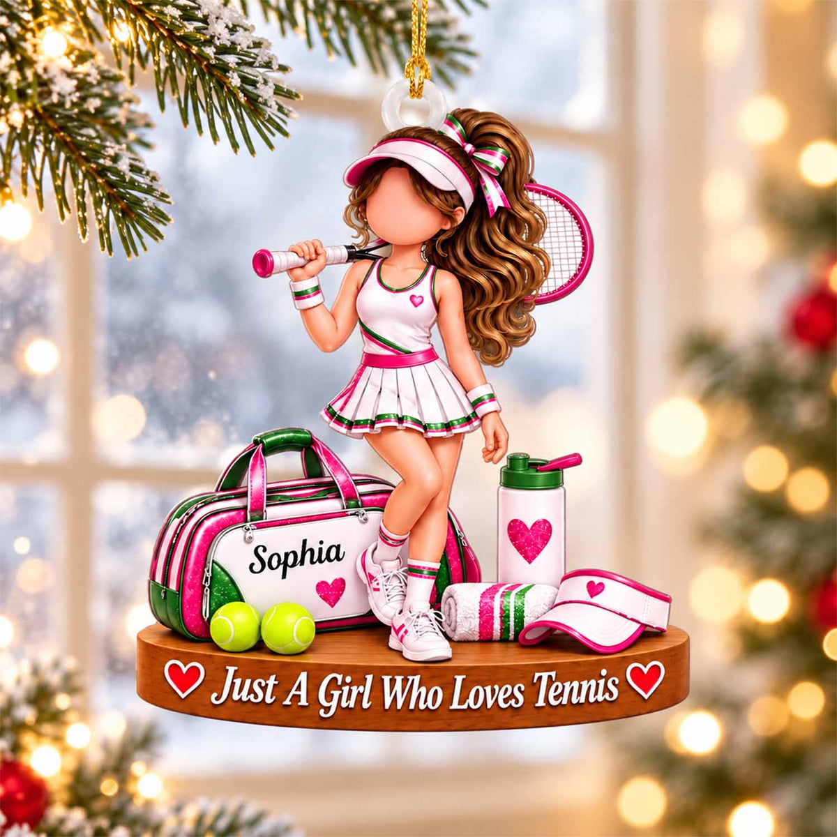 Personalized Ornament For Girls Who Love Tennis, Custom Name Tennis Player Christmas Gift Pt99