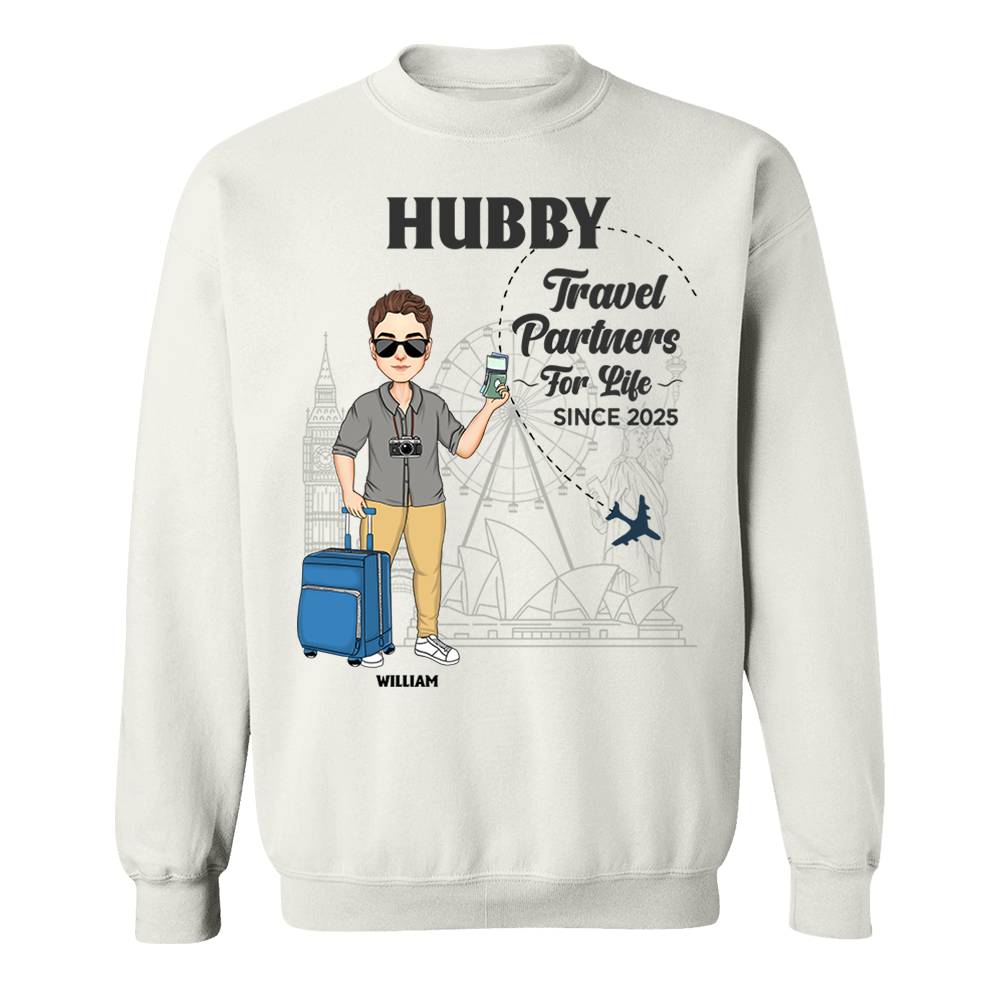 Hubby & Wifey - Travel Partners For Life - Custom Acrylic Luggage Bag For Couples NA04 Pa00