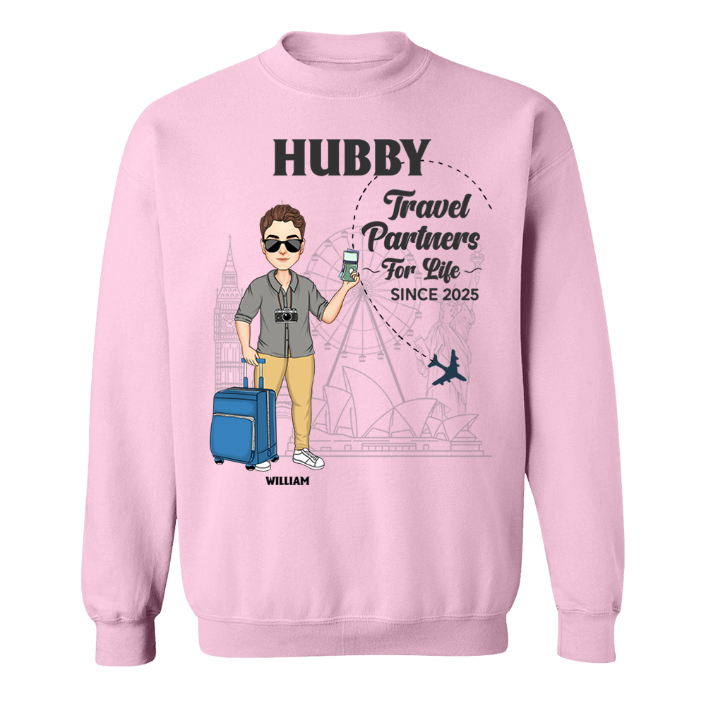 Hubby & Wifey - Travel Partners For Life - Custom Acrylic Luggage Bag For Couples NA04 Pa00