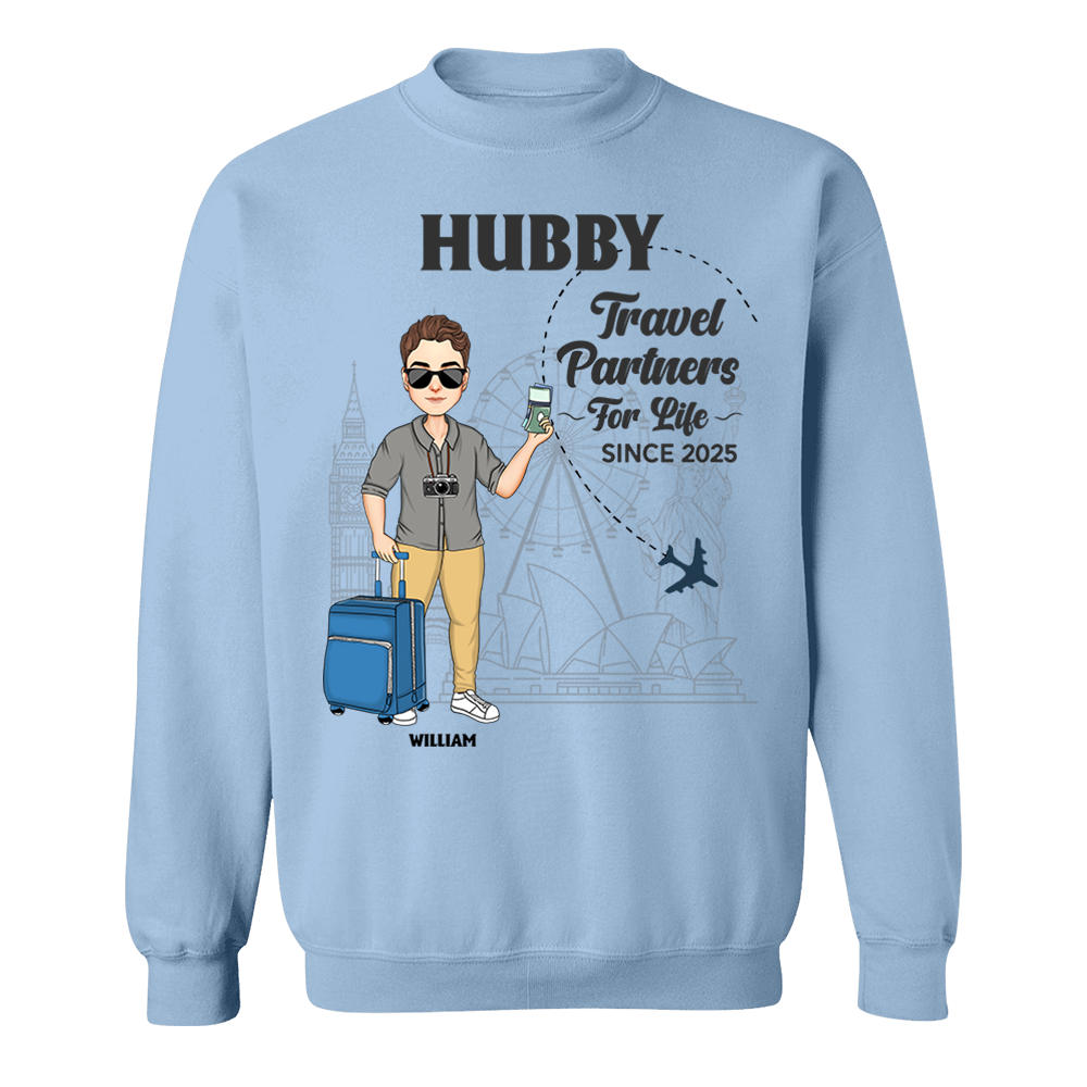 Hubby & Wifey - Travel Partners For Life - Custom Acrylic Luggage Bag For Couples NA04 Pa00