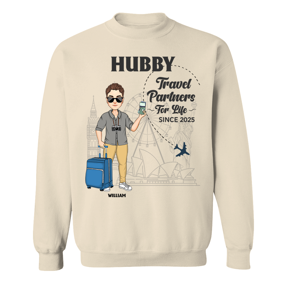 Hubby & Wifey - Travel Partners For Life - Custom Acrylic Luggage Bag For Couples NA04 Pa00