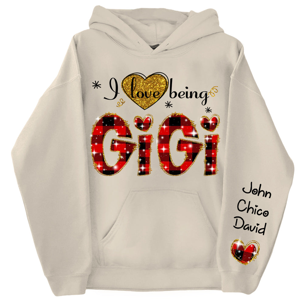 Personalized I Love Being Gigi Glitter Sweatshirt, Custom Grandma and Grandkids Sweatshirt