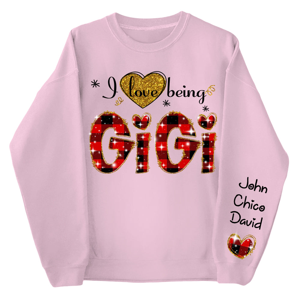 Personalized I Love Being Gigi Glitter Sweatshirt, Custom Grandma and Grandkids Sweatshirt
