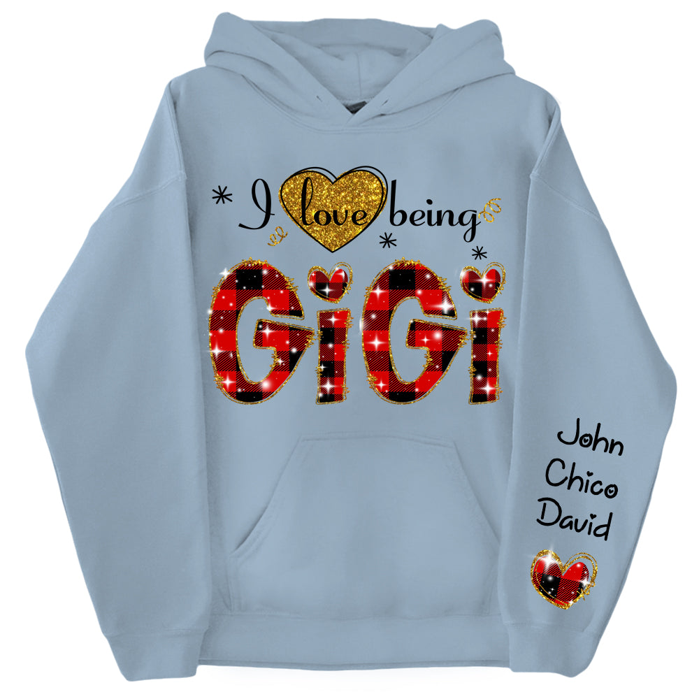 Personalized I Love Being Gigi Glitter Sweatshirt, Custom Grandma and Grandkids Sweatshirt