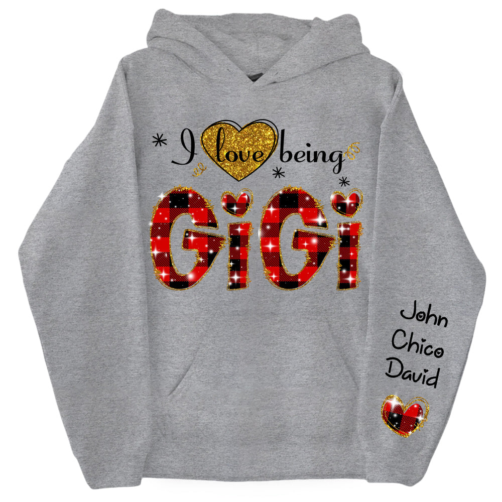 Personalized I Love Being Gigi Glitter Sweatshirt, Custom Grandma and Grandkids Sweatshirt