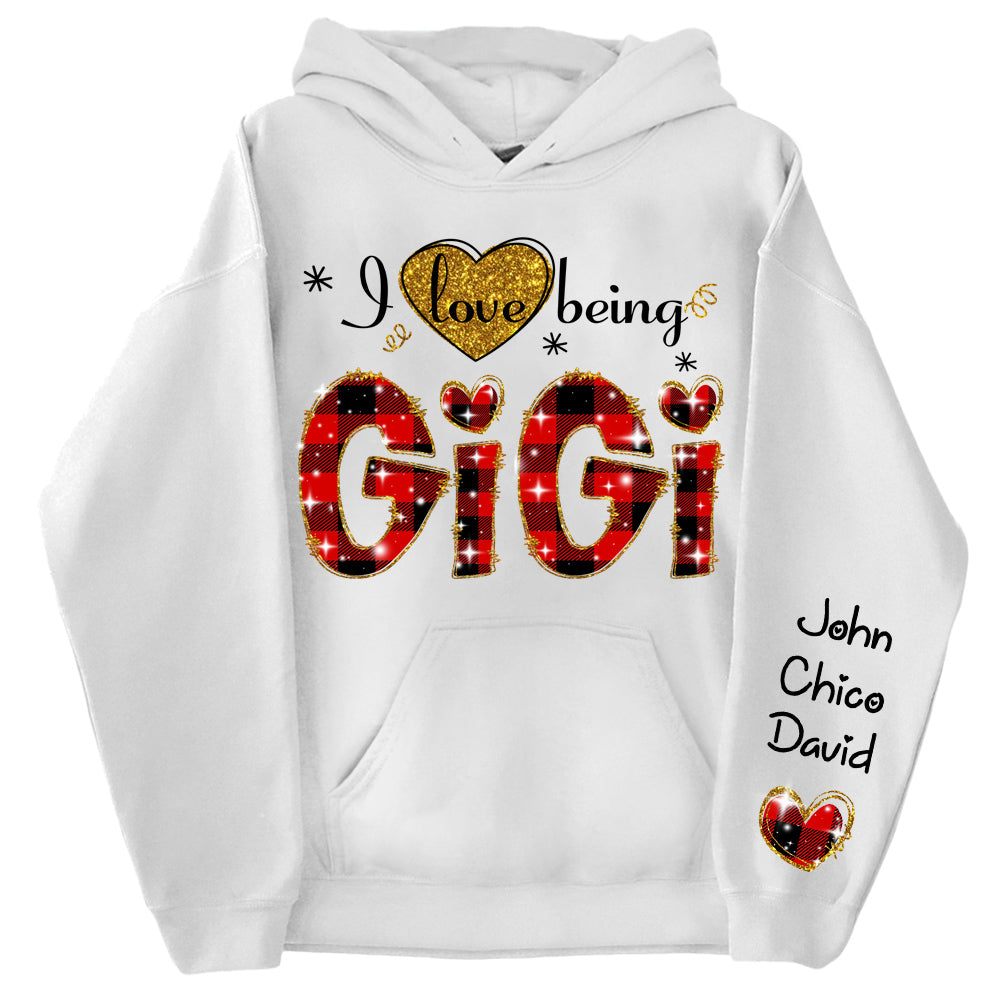 Personalized I Love Being Gigi Glitter Sweatshirt, Custom Grandma and Grandkids Sweatshirt