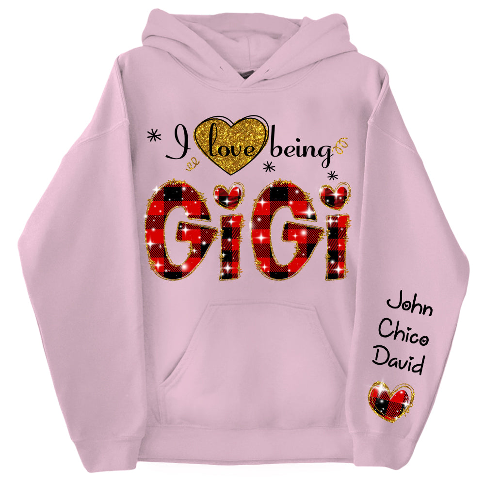 Personalized I Love Being Gigi Glitter Sweatshirt, Custom Grandma and Grandkids Sweatshirt