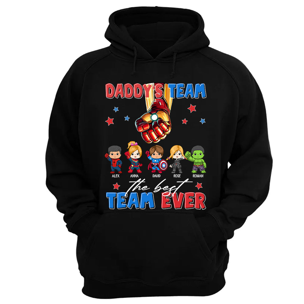 Custom Name Kids Superhero Daddy Team Shirt - Birthday & Father's Day Gift For Dad