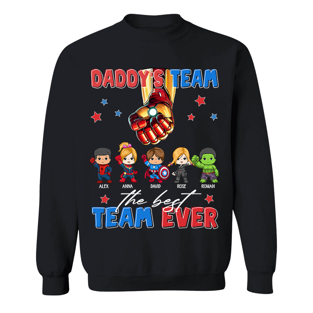 Custom Name Kids Superhero Daddy Team Shirt - Birthday & Father's Day Gift For Dad