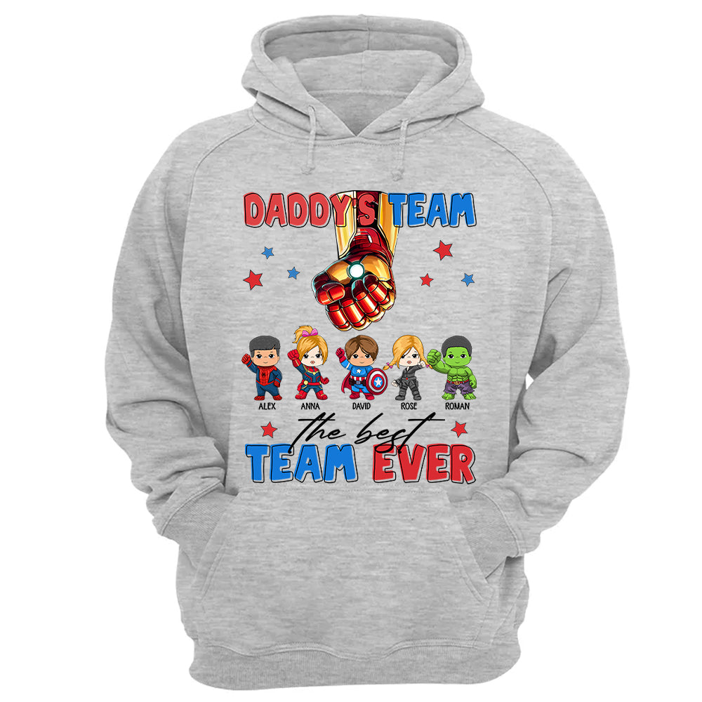 Custom Name Kids Superhero Daddy Team Shirt - Birthday & Father's Day Gift For Dad
