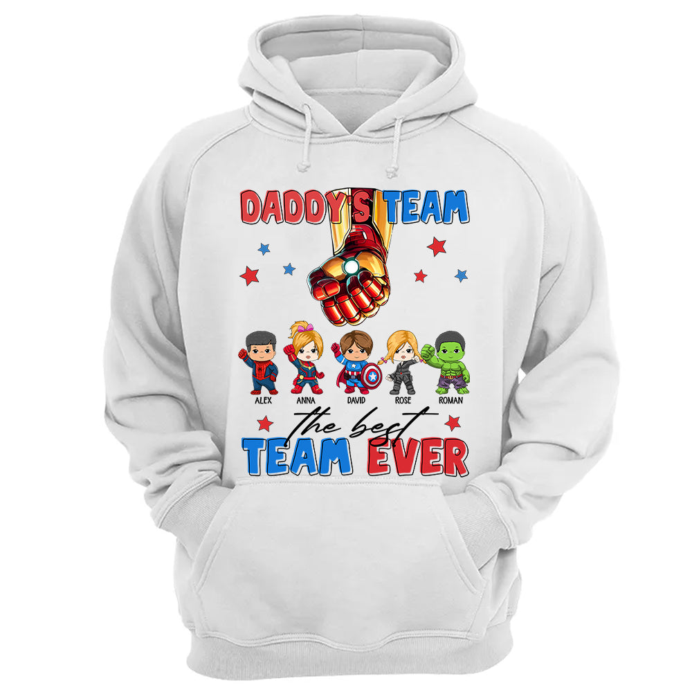Custom Name Kids Superhero Daddy Team Shirt - Birthday & Father's Day Gift For Dad