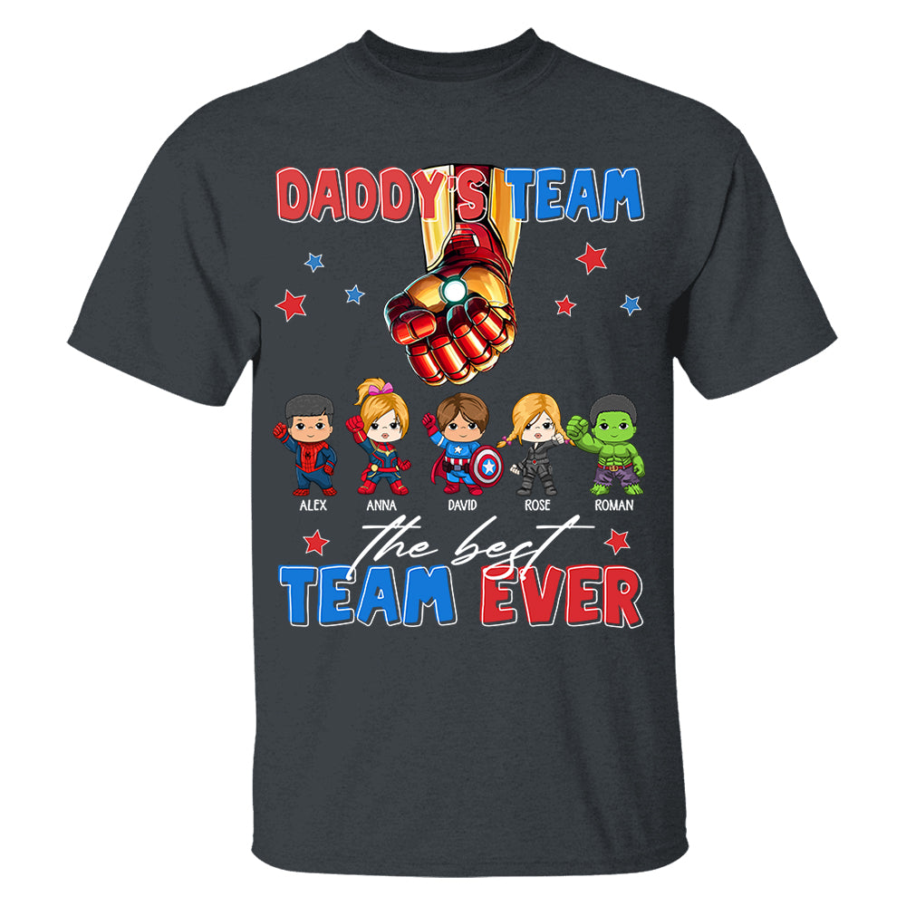 Custom Name Kids Superhero Daddy Team Shirt - Birthday & Father's Day Gift For Dad