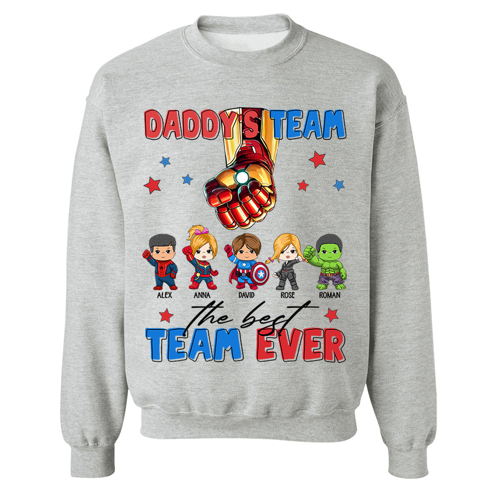 Custom Name Kids Superhero Daddy Team Shirt - Birthday & Father's Day Gift For Dad