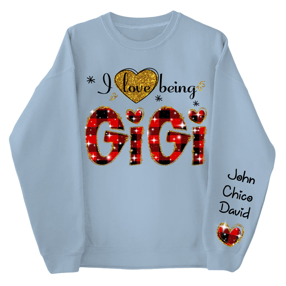 Personalized I Love Being Gigi Glitter Sweatshirt, Custom Grandma and Grandkids Sweatshirt